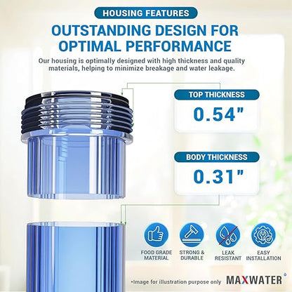 Max Water Whole House 20" x4.5" Purple Clear WH Water Filter Housing 1 inch - Image 6