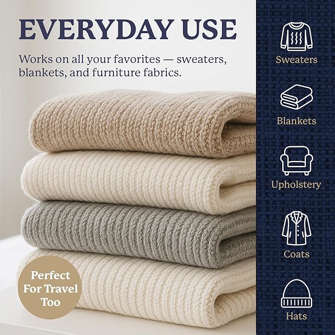 Farberware Fabric Shaver & Lint Remover Set – Battery Operated Sweater Shaver with Triple Blades and Extra Sticky Roller for Pet Hair, Fuzz & Pilling on Clothes, Upholstery & Bedding