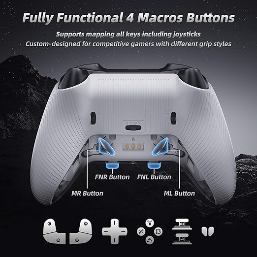 Mytrix PC Controller with Charing Dock, Wireless Bluetooth 2.4G Wired Multi-Platform Controllers Hall Effect Joysticks Hall/Micro 2-in-1 Triggers, 1000Hz Report Rate 4 Macro Keys ABXY MicroSwitch [windows]