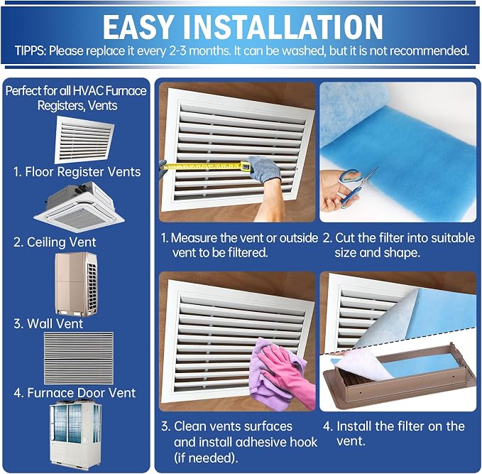 2 Rolls Air Vent Filters, MERV 8 Triple Vent Filter Kit - Image 5
