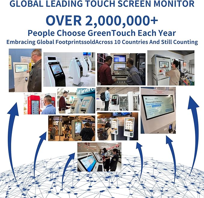 GreenTouch 13.3 Inch 10 Points Open Frame Touch Display, Industrial PCAP Touchscreen Monitor, VGA+HDMI+DVI Port - 16:9