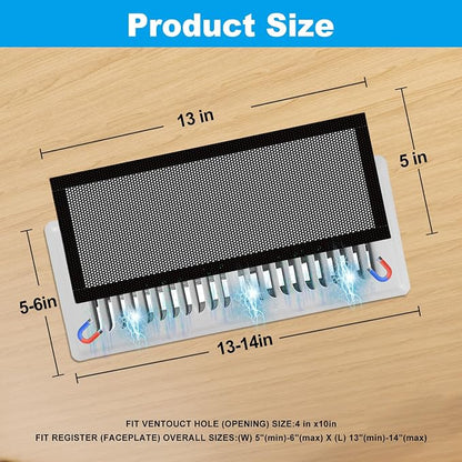 6-Pack Black Magnetic Vent Covers 5x13 Inch - Image 2