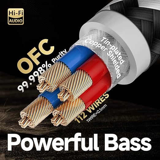 TODN Audiophile RCA Cables Stereo Shielded HiFi 2RCA Male to Male for Subwoofer, Phono, Car Audio (1.64ft/0.5m, 1 Pair)