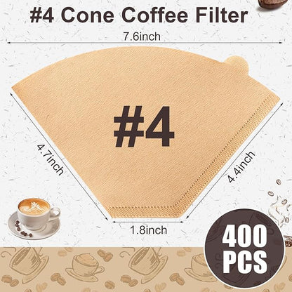 Coffee Filters #4, Unbleached Natural Coffee Filters 8-12 Cup, Disposable - Image 2