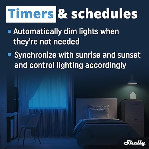 Shelly Plus Wall Dimmer UL | WiFi Smart Wall Dimmer Switch | Home Automation | Bluetooth Gateway | Compatible with Alexa, Home Assistant & Google | No Hub | Timer Schedule | Dimmable Lights