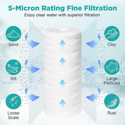 SimPure 10" x 4.5" String Wound Sediment Water Filter Cartridge - Image 4