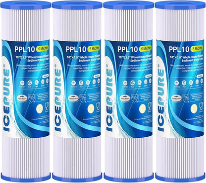 10" x 2.5" Pleated Sediment Water Filter Cartridge Replacement Any 10 inch RO by ICEPURE