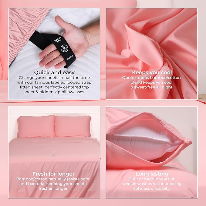 THE LAD COLLECTIVE 3.0 Twin XL Bedding Set - Twin XL Bedding Sets - 4-Piece Bedset w/Fitted Sheet, Top Sheet & 2 Standard Pillowcases [Duvet Not Included] - Bamboo-Cotton - Acadia