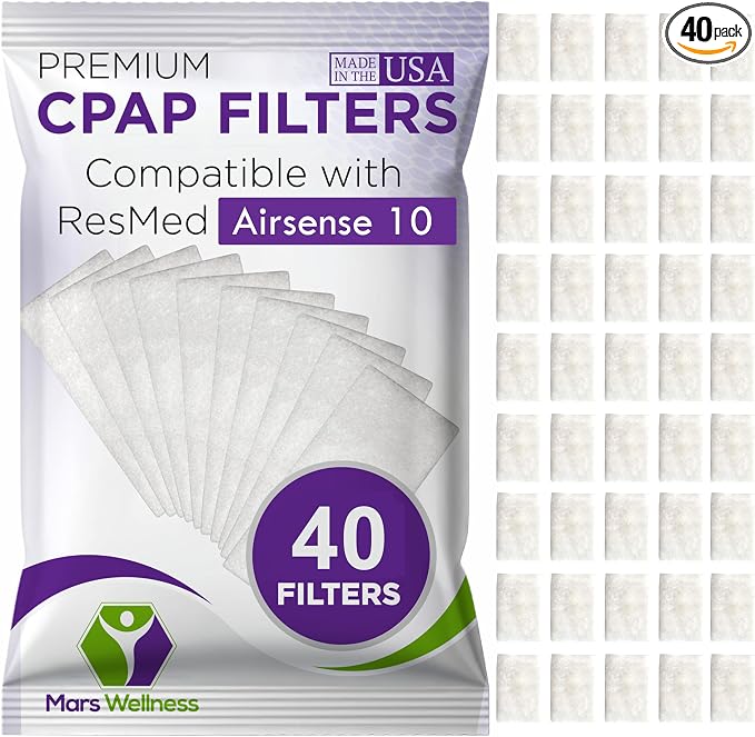 CPAP Filters Disposable Felt Pollen air Filter 40 Pack Compatible by MarsWellness