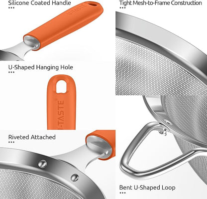 U-Taste Small Fine Mesh Strainer: 18/8 Stainless Steel 3.35in 30 Mesh Kitchen - Image 6
