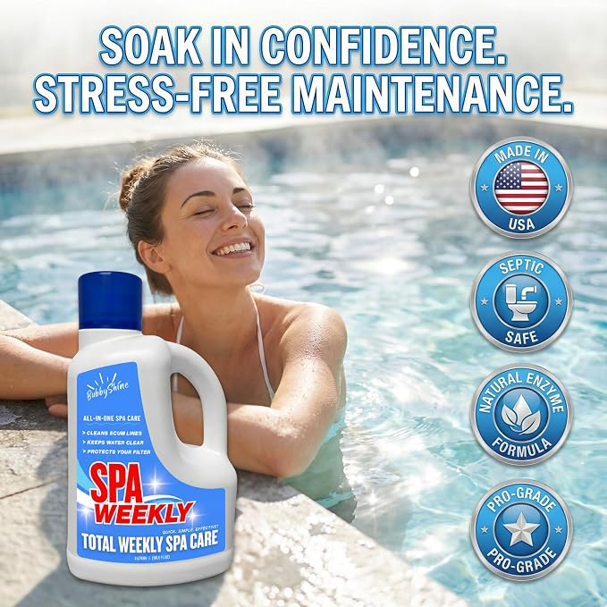 5-in-1 Hot Tub Chemicals – Spa Weekly Enzyme Cleaner & Clarifier, Scum Line - Image 7