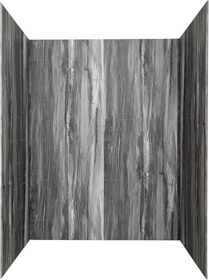 Palisade 78in x 60in x 30in Waterproof Vinyl Shower Surround Kit with Accessories in Urban Cliff