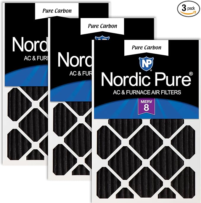 Nordic Pure 20x25x2 Pure Carbon Pleated Odor Reduction Merv 8 Furnace Filters 3 by NordicPure
