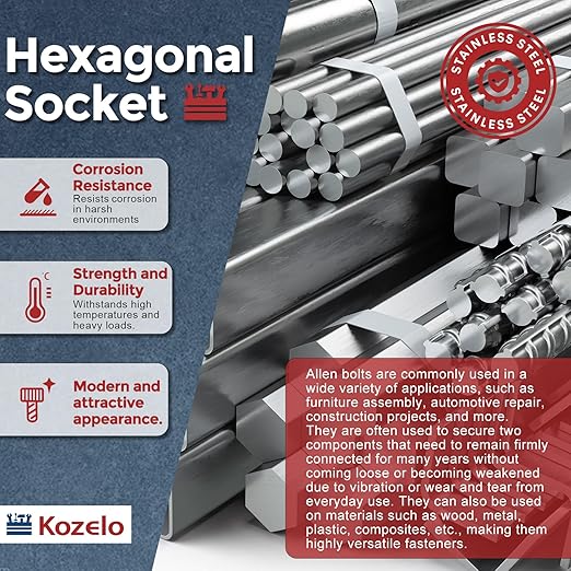Kozelo 100pcs Socket Head Cap Screws - [M4-0.7 x 5mm] 304 Stainless Steel Allen Socket Drive for Electrical Motor 3D Printing Fan Engine Replacement Use, Silver