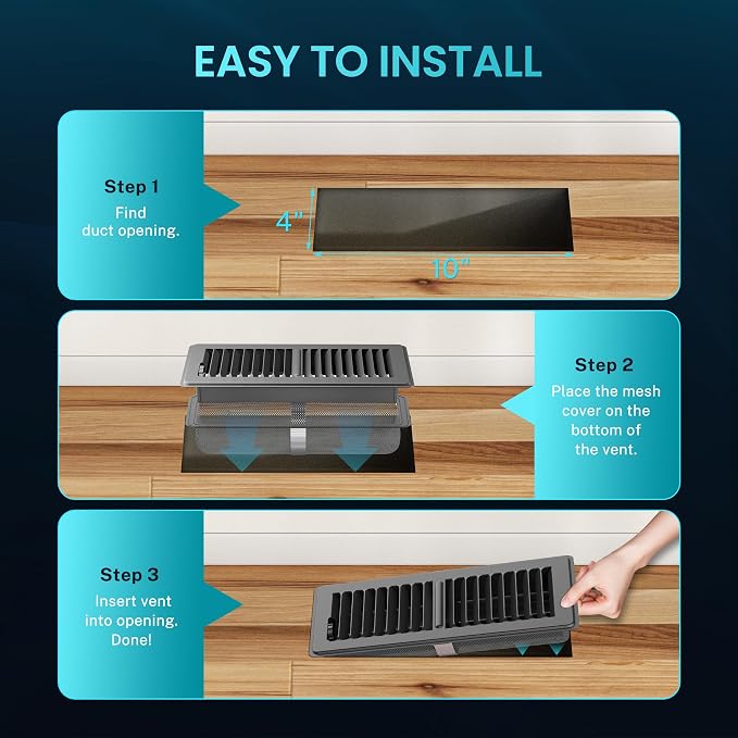 Floor Register 4 x 10 Inch, HG Power Heavy Duty Floor Vent Covers - Image 8