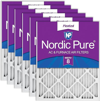 Nordic Pure 16x25x1 Pleated MERV 8 Air Filters 6 Pack by NordicPure