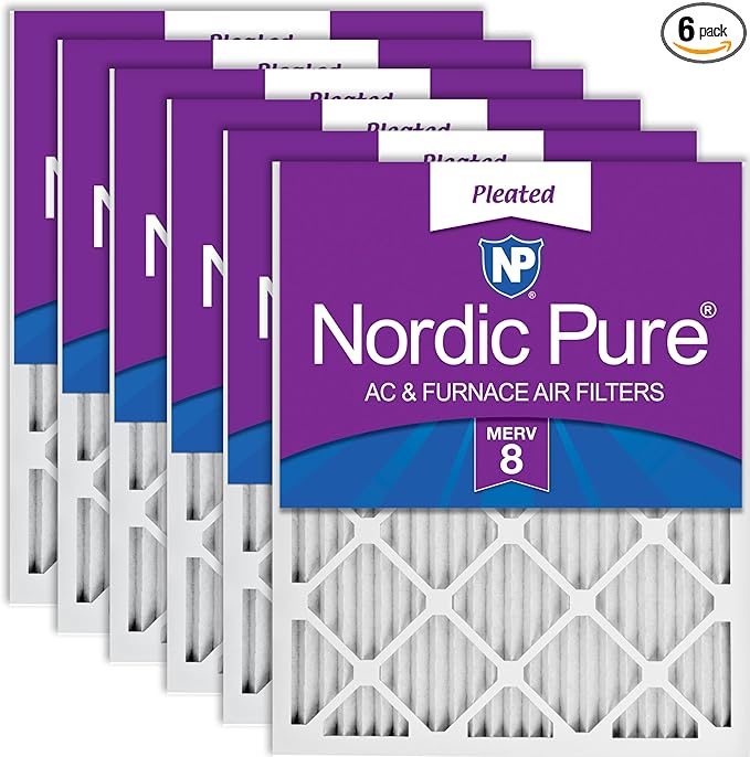 Nordic Pure 20x25x1 Pleated MERV 8 Air Filters 6 Pack by NordicPure