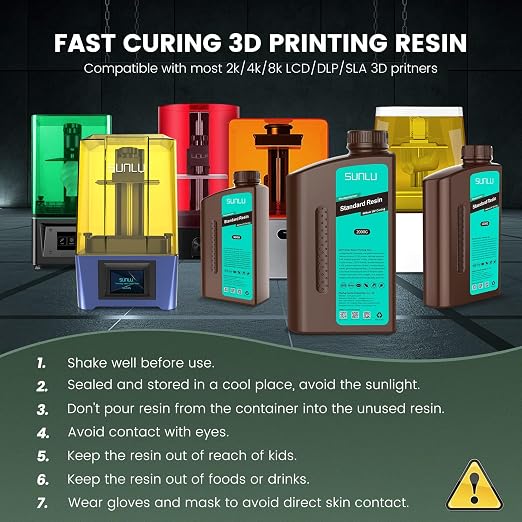 SUNLU 2000g Standard Resin for 3D Printer, Fast-Curing Photopolymer Resin for - Image 6
