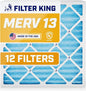 Filter King 22.25x25x1 Air Filter | 12-PACK | MERV 13 HVAC Pleated A/C Furnace by FilterKing