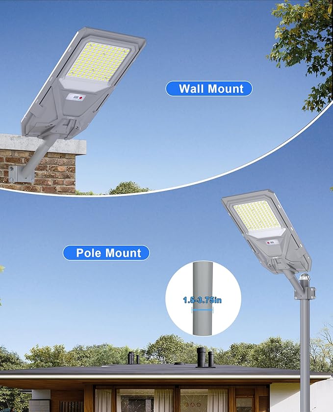 JAYNLT X-8500W Solar Street Lights,6500K Commercial Parking Lot Light Dusk to Dawn Dusk to Dawn,IP68 Waterproof Flood Security Street Lights Motion Sensor for Yard,Street