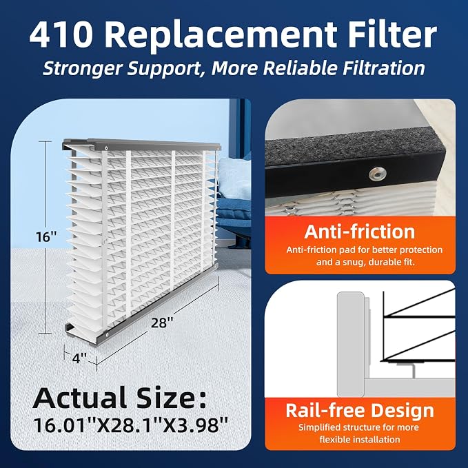 2 Pack 410 Replacement Air Filter, MERV 11, Actual Size: 16"x28"x4", Nominal - Image 3