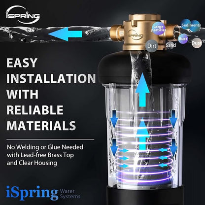 iSpring WSP500J Reusable Whole House Spin-Down Sediment Water Filter, Upgraded - Image 3