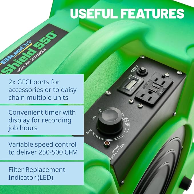 BlueDri Air Shield 550 HEPA Air Scrubber, Water Damage Restoration Equipment - Image 6