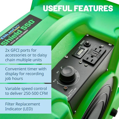 BlueDri Air Shield 550 HEPA Air Scrubber, Water Damage Restoration Equipment - Image 6