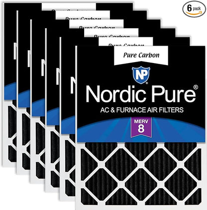 Nordic Pure 12x20x1 Pure Carbon Pleated Odor Reduction Furnace Air Filters 6 by NordicPure