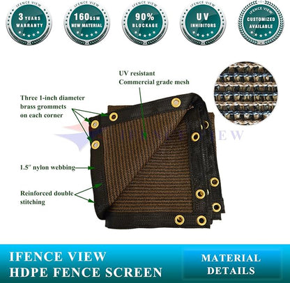 Ifenceview 6'x3' to 6'x50' Brown Shade Cloth/Fence Privacy Screen Fabric Mesh - Image 2