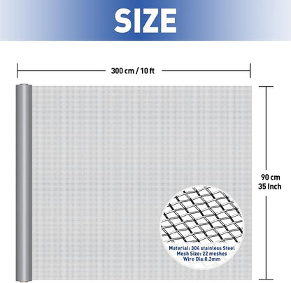 MAGZO 304 Stainless Steel Mesh Screen Roll 35in x 10ft - Image 2