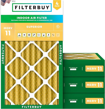 Filterbuy 16x24x4 Air Filter MERV 11 Superior Pet & Allergy Defense, by Filterbuy