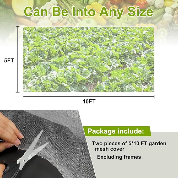Garden Netting, 2 Pack 5x10Ft Ultra Fine Mesh Netting Pest Barrier Protection - Image 4