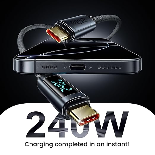 toocki USB C Cable [2Pack,3.3ft] 240W Fast Charging Cord with LED Display Compatible with iPhone 17 16 15 Pro Plus Pro Max Air, iPad Pro, Samsung Galaxy S24 S23, Switch, MacBook Air, Pixel