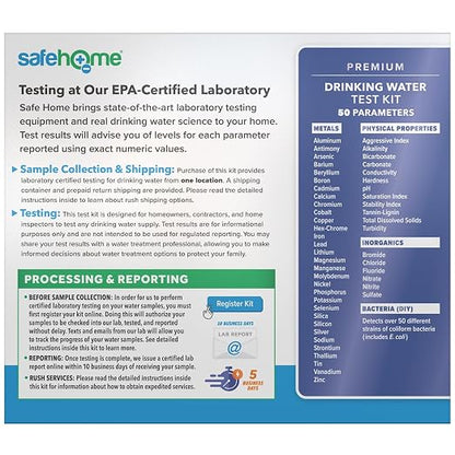 Safe Home® 50-in-1 Premium Drinking Water Test Kit – Test at our EPA Certified - Image 2