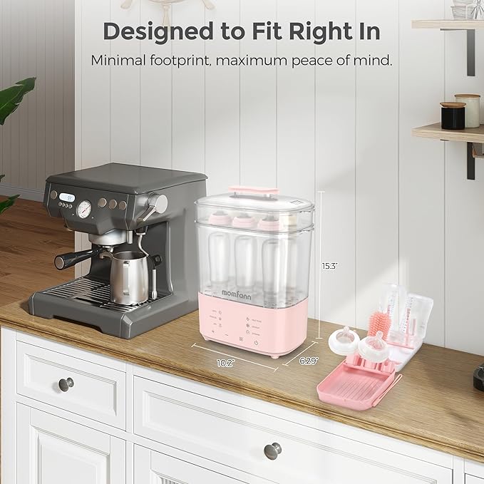 Bottle Sterilizer and Dryer, All-in-One Electric Steam Sterilizer Bottle Sanitizer for Baby Bottles, Pump Parts Accessories Newborn Essential Bottle Warmer for Breastmilk & Thaw (Pink)