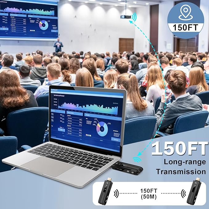 Beyn Wireless HDMI Transmitter and Receiver,2026 Upgraded LED Display,4K Decode & 1080P Output,Plug and Play Wireless HDMI Extender,Compatible with PC/Laptop/Camera/HDTV/Projector/TV Box