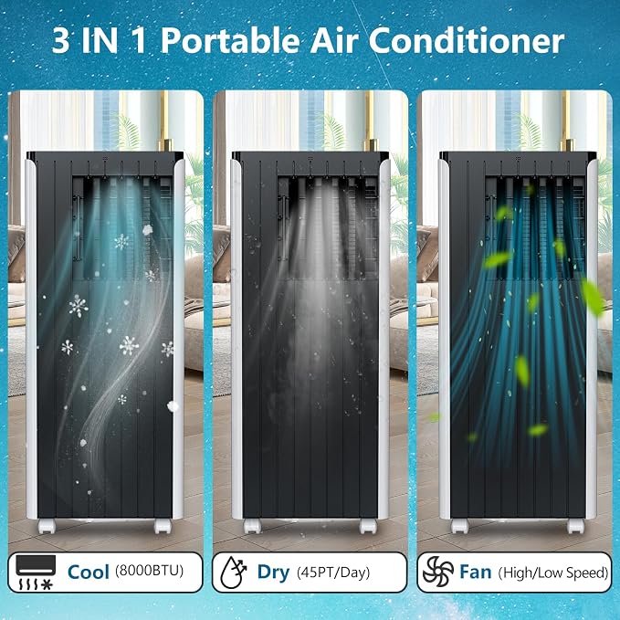 Portable AC Unit with 8000 BTU Cooling, Remote Control & 24-Hour Programmable - Image 5
