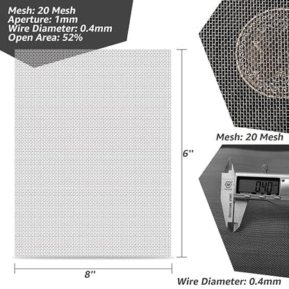 6 Pack 6x8 Inch Wire Mesh, 20 Mesh Stainless Steel Mesh, Never Rust Sturdy - Image 2