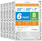 LotFancy 20x30x1 Air Filter MERV 8 6-Pack, Electrostatic Pleated Furnace & AC by LotFancy