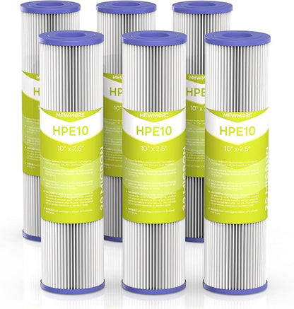 20 Micron Whole House Water Filter Cartridge, Pleated Sediment Filters by MewMore