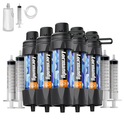 Straw Water Filter 5 Pack – Outdoor Camping & Hiking Survival Gear Kit by Lormandy