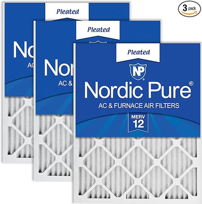 Nordic Pure 20x20x1 Pleated MERV 12 Air Filters 3 Pack by NordicPure