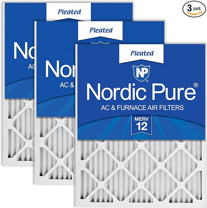 Nordic Pure 18x24x1 Pleated MERV 12 Air Filters 3 Pack by NordicPure