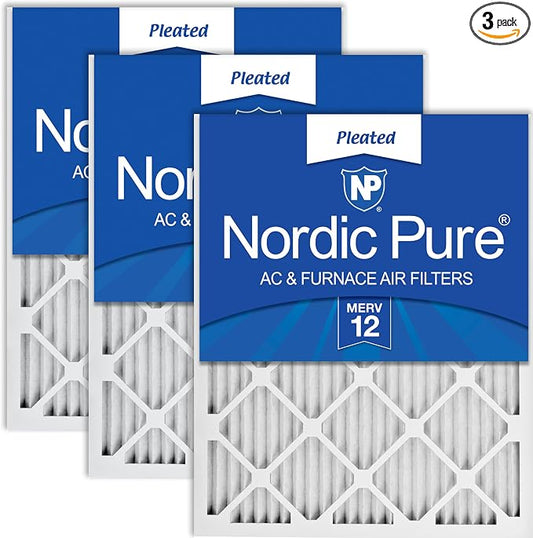 Nordic Pure 18x20x1 Pleated MERV 12 Air Filters 3 Pack by NordicPure