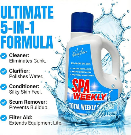 5-in-1 Hot Tub Chemicals – Spa Weekly Enzyme Cleaner & Clarifier, Scum Line - Image 2