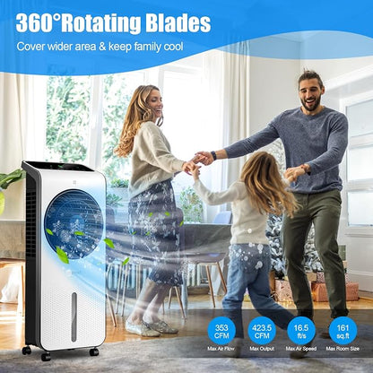 COSTWAY Portable Evaporative Air Cooler, 3-in-1 Swamp Cooler w/Remote Control - Image 5
