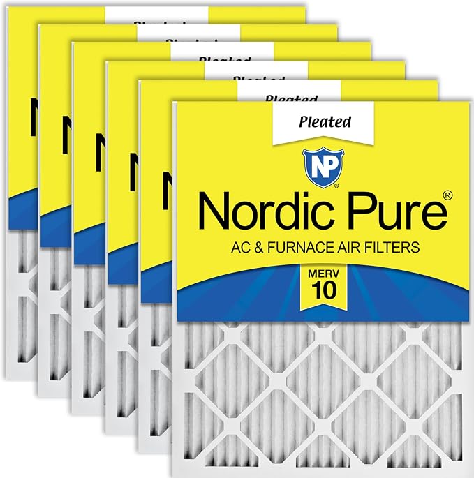 Nordic Pure 20x20x1 Pleated MERV 10 Air Filters 6 Pack by NordicPure
