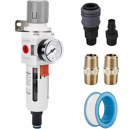 NANPU 1/2" NPT Compressed Air Filter Regulator Combo Piggyback, Auto Drain by NANPU