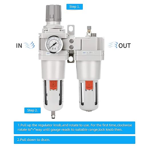 NANPU 1" NPT Compressed Air Filter Regulator Lubricator Combo Water/Oil Trap - Image 4
